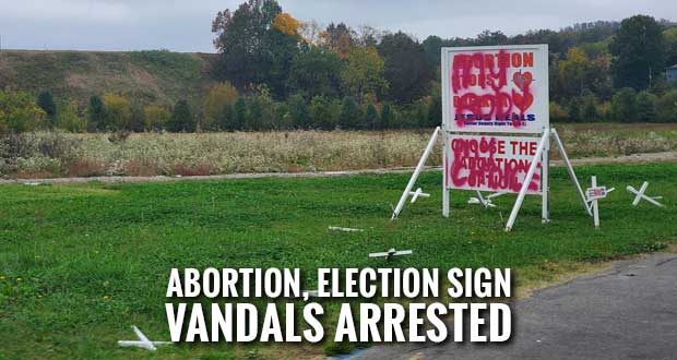 Four Persons Arrested on Felony Vandalism Charges for Sign Damage
